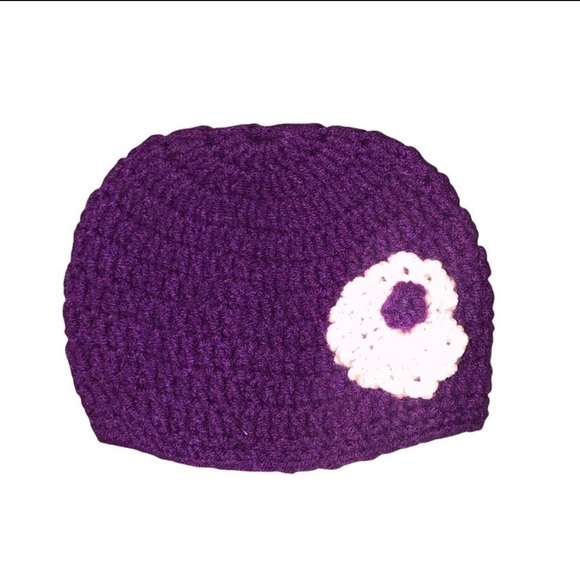 2 Crochet Baby Caps Pink/Purple 18” Sz (1-2 years) - Picture 2 of 5